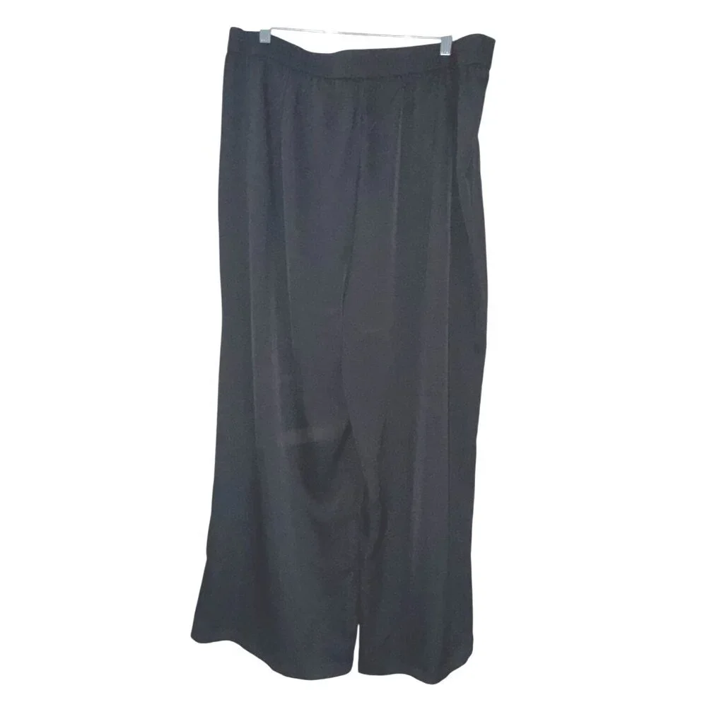 PrettyGarden Chic Black Wide-Leg Pants XXL Elastic Waist Women's Casual Flowy - Picture 4 of 7